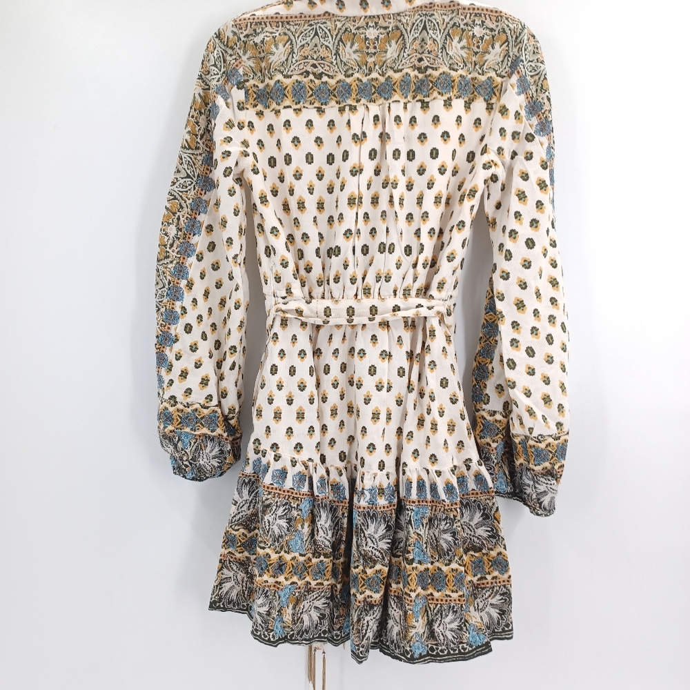 Anthropologie Floral Puff Sleeve Mini Dress Cotton XS - Picture 9 of 14